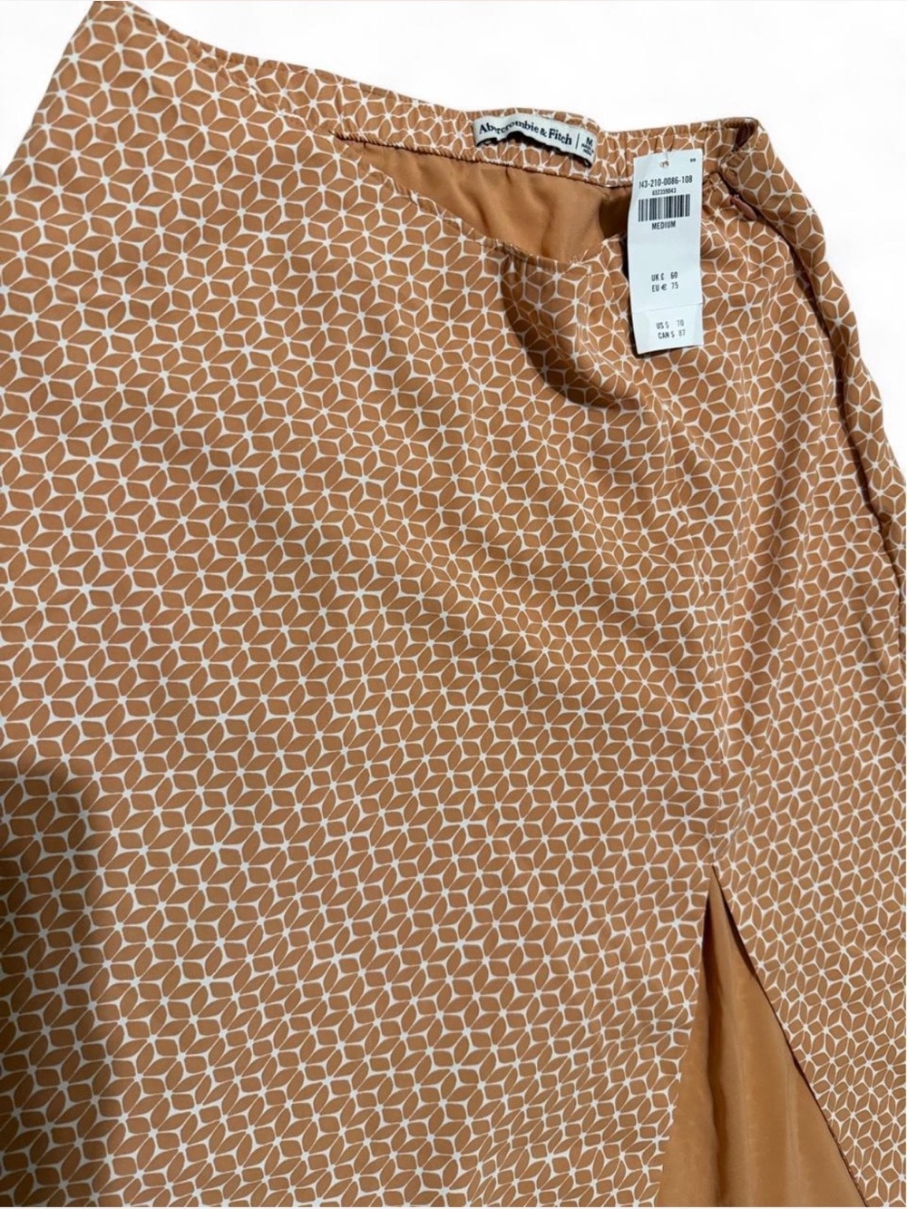 Abercrombie & Fitch Rust color  Printed Midi Skirt with Front Slit - Picture 2 of 4